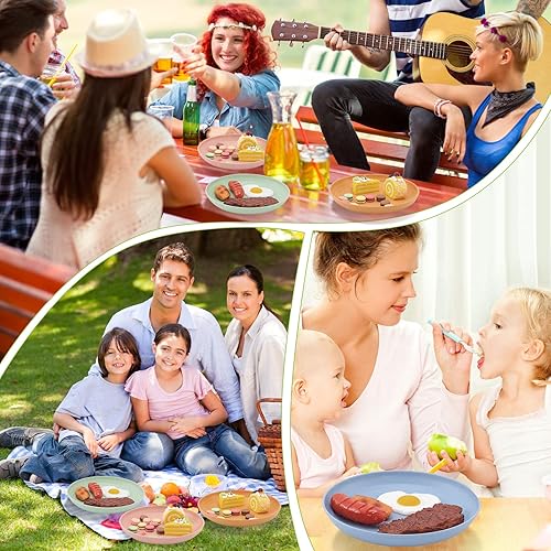 Miniatura 7 de Paquete de 12 platos de paja de trigo, platos ligeros de paja de 9 pulgadas, platos de plástico reutilizables, platos profundos irrompibles,