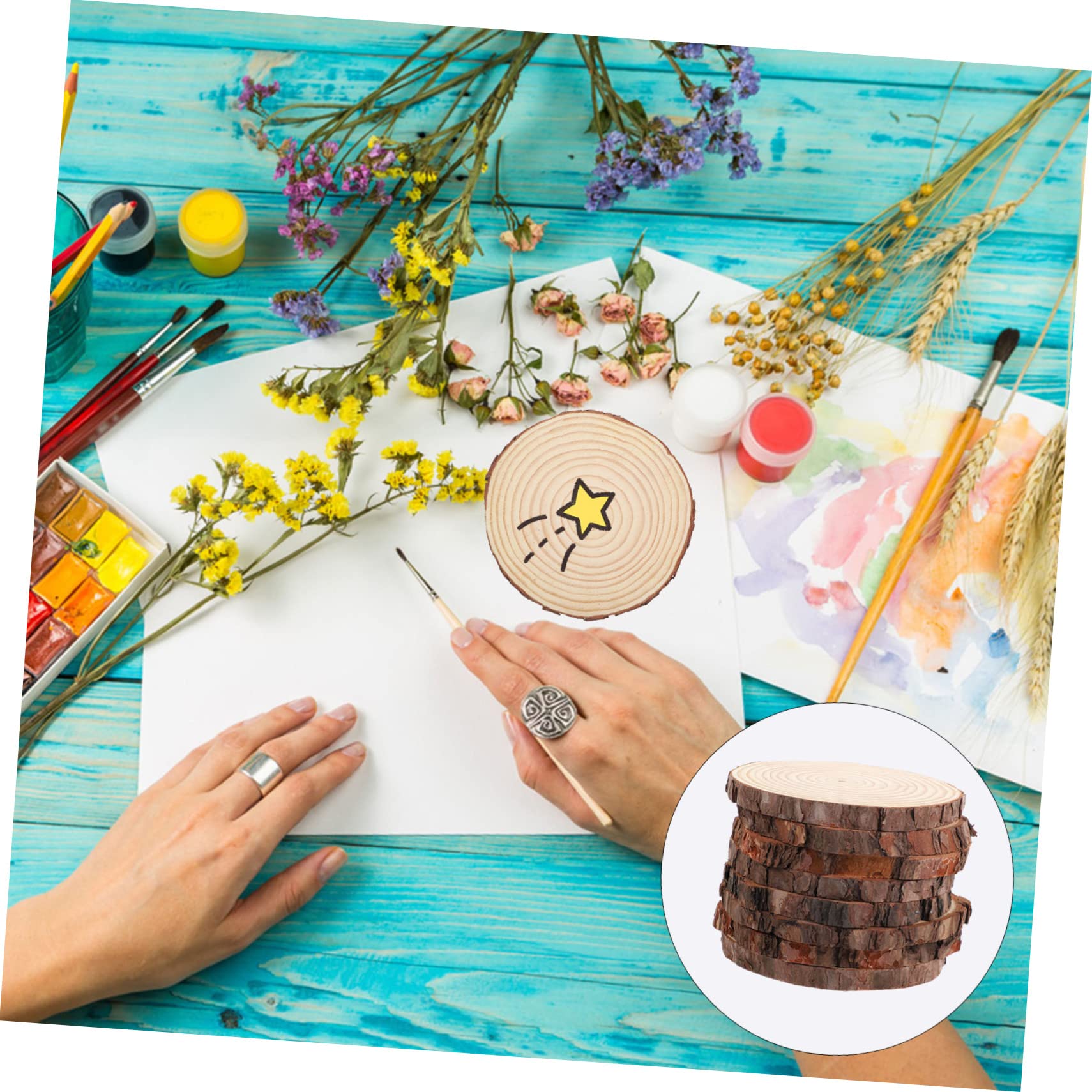 8stücke Unbehandelte Holzscheiben Runde Holzstücke Für -handwerksprojekte Für Hochzeiten Und Festliche Dekorationen