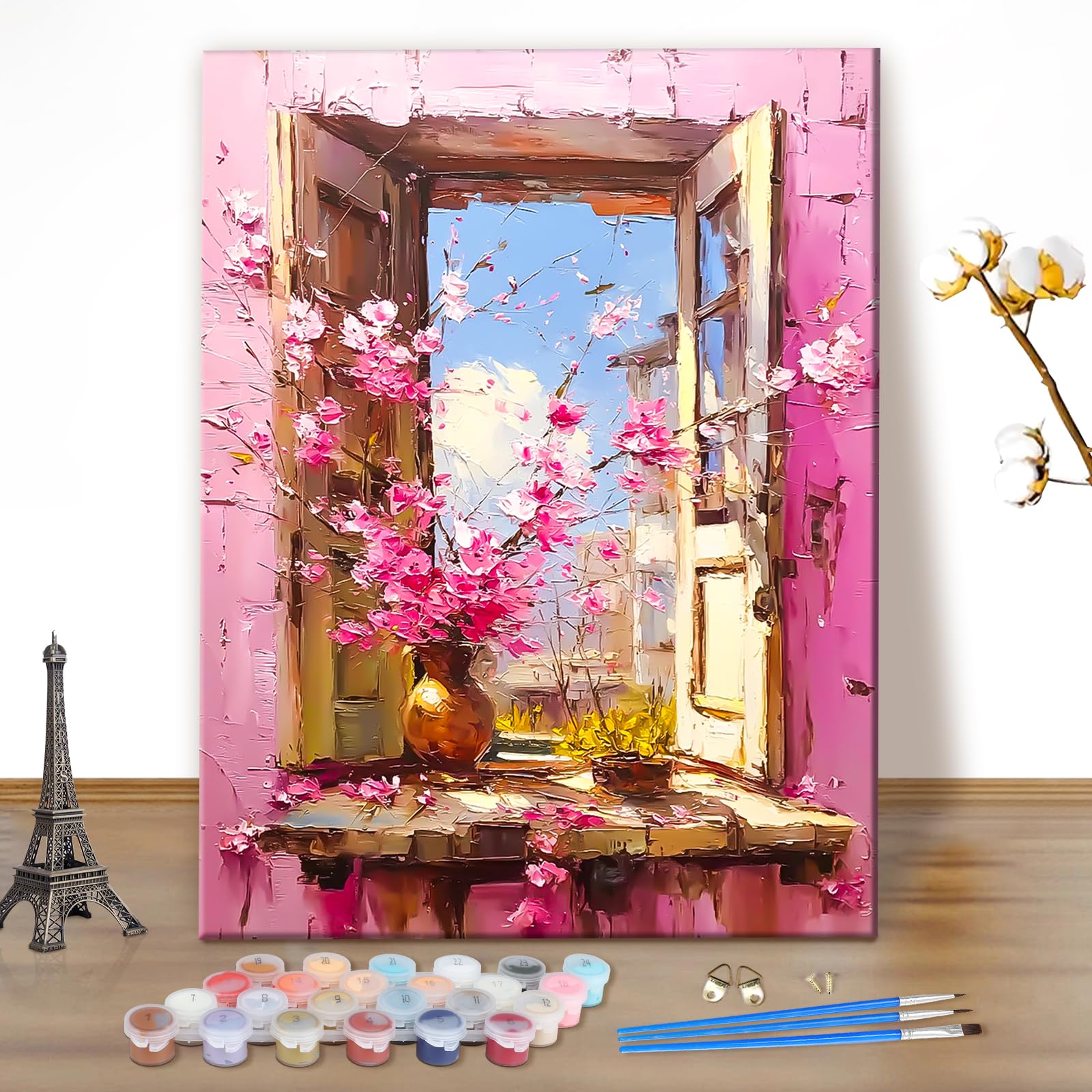 MEIYUDA DIY Paint by Numbers for Adults Window View, Paint by Numbers Kits, Arts and Crafts for Beginner, Drawing Paintwork Wall Art 40x50cm(Without Frame) — image 1