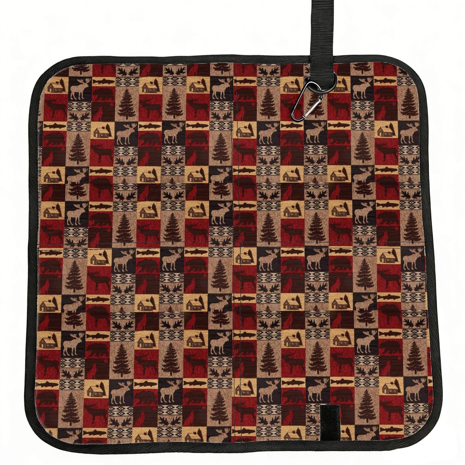 ERCgad Bear Deer Fish Print Foldable Seat Cushion Portable Chair Pad Lightweight Travel Outdoor Office Home