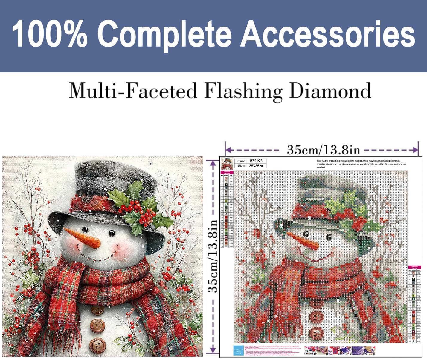 ijbnhd Christmas Snowman Diamond Art Kits for Adults Christmas 14X 14 Inch