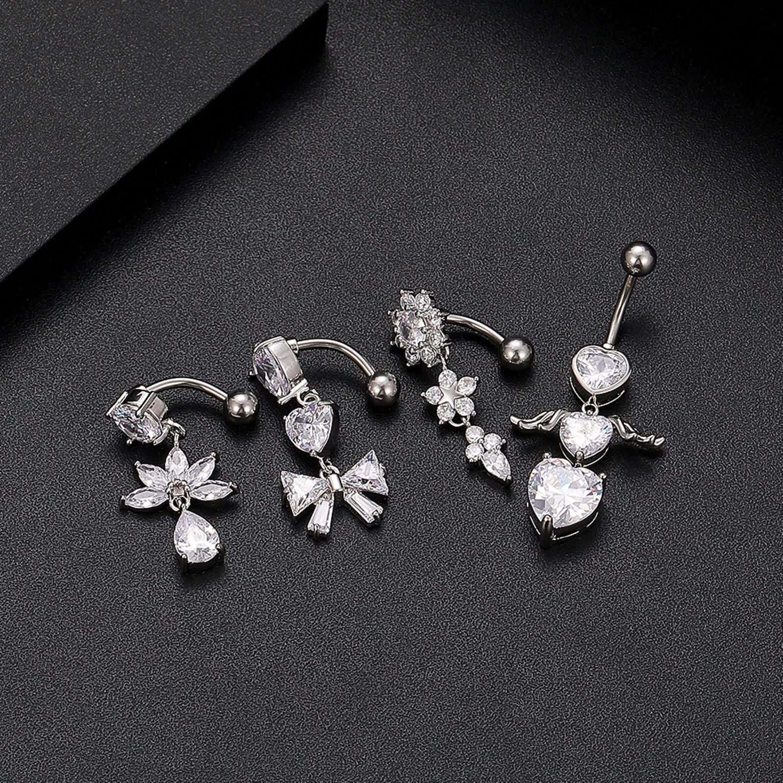 Bauchnabelpiercing Chirurgenstahl Banane, Bauchnabel Piercings 14G Schmuck Set Invertiert Geschenke Damen