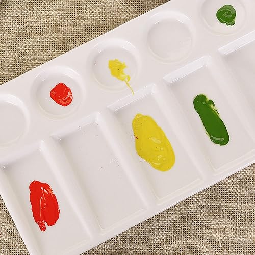 Miniatura 3 de VanEnjoy 10 Wells - Paleta de pintura rectangular blanca para artista, paleta de acuarela de porcelana, bandeja de mezcla de cerámica para pintura