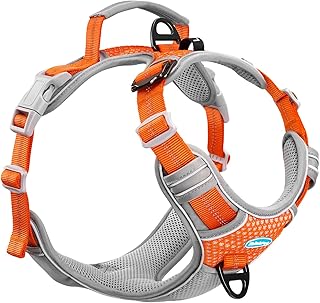 ThinkPet No Pull Harness Harnais de Sport Respirant avec poignée - Gilet de sécurité pour Chien rembourré réfléchissant Harnais réglable, Clip arrière/Avant pour Easy Control
