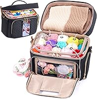 MYBAGZING Crochet Bag Organizer - Large Yarn Storage Bag with Pockets, Hook Holders, Tangle-Free Grommets & Adjustable Strap for Knitting