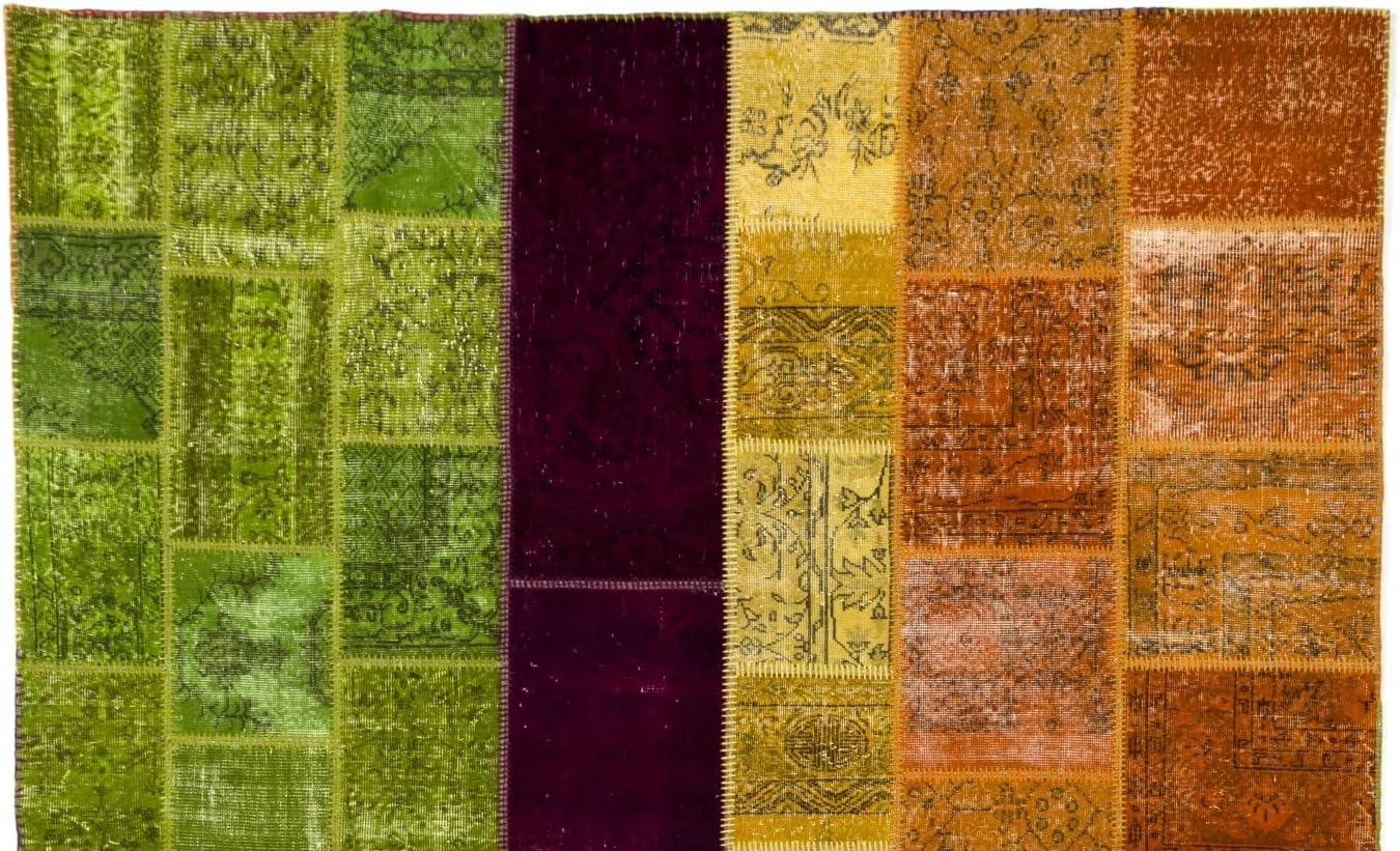 Modern Handmade Patchwork Rug, Wool and Cotton Turkish Carpet. Custom Colors & Sizes Available. D709