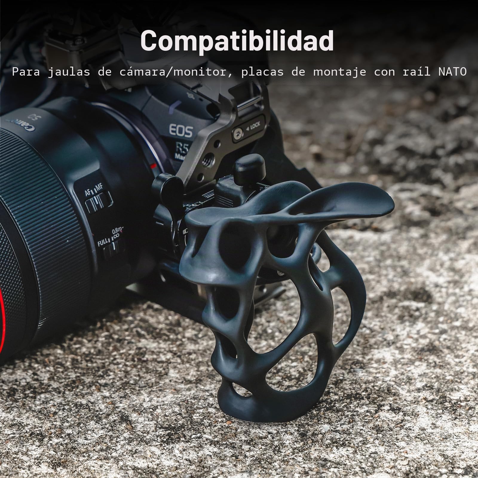 SMALLRIG Manija derecha hueca giratoria sin problemas de 360° con abrazadera NATO, incluye un riel NATO, carga de 15kg/33lb, liberación rápida para jaulas de cámara y arneses de hombro