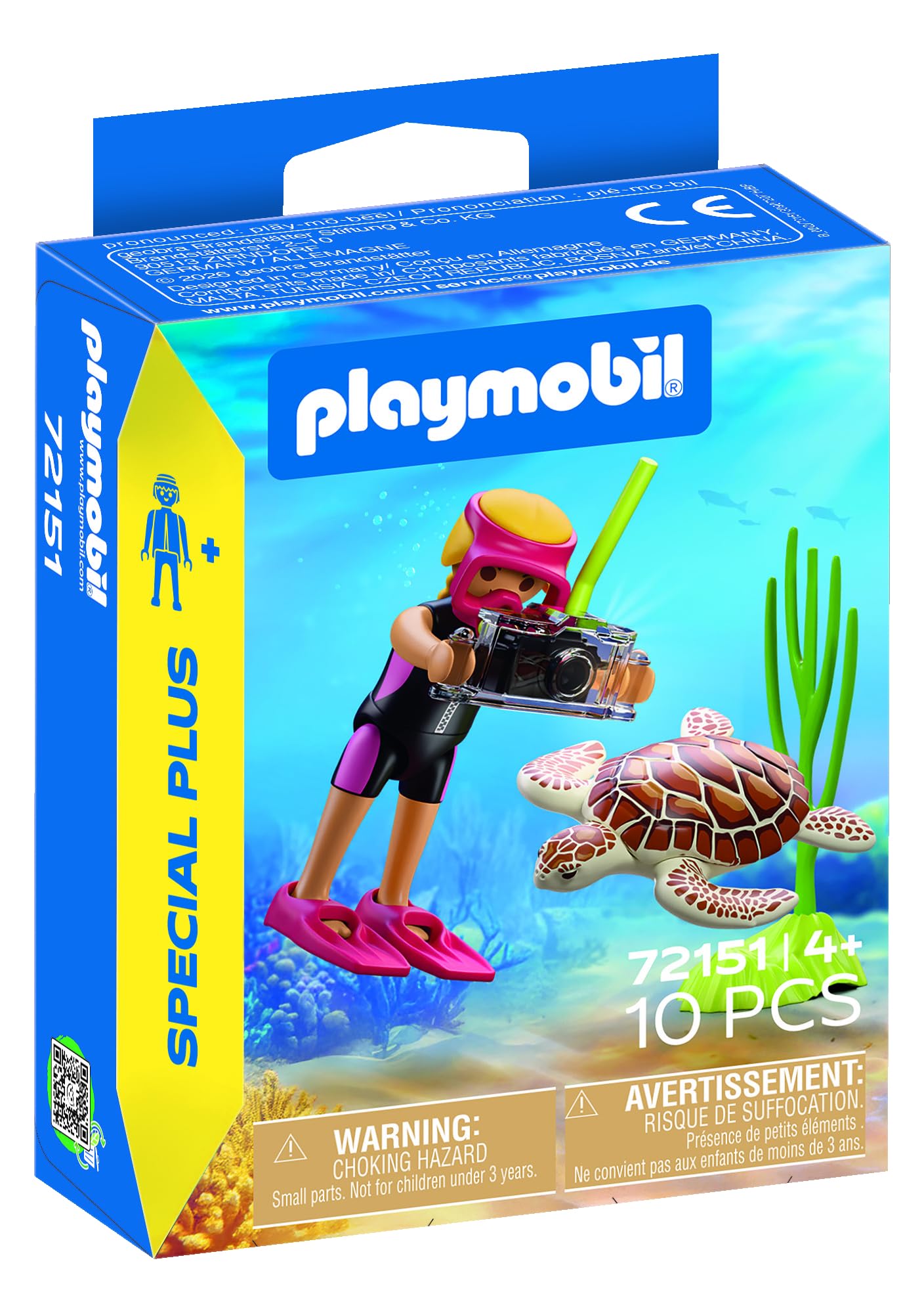 Playmobil Female Diver with Turtle, Underwater Adventure Playset, Ocean Theme, for Ages 4 and Up