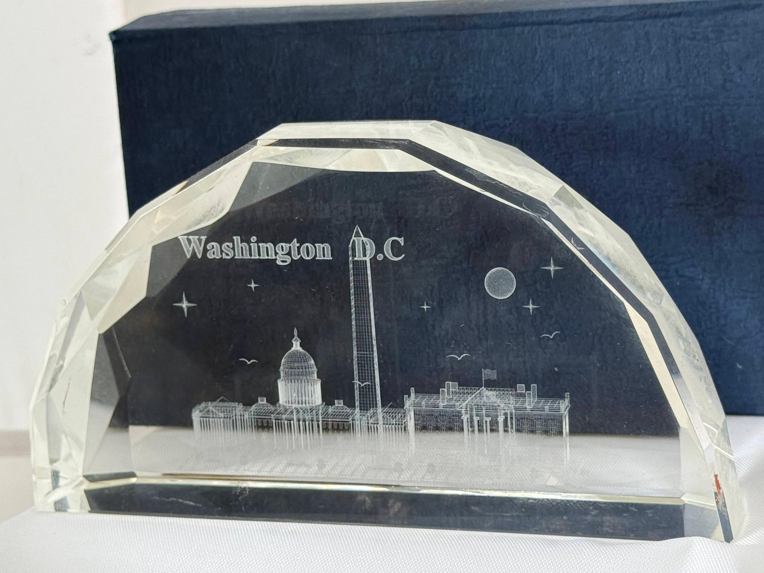 Fermacarte di lusso in cristallo Washington D.C. - Grande | iconici monumenti DC e skyline del paesaggio urbano | Elegante souvenir e decorazione per scrivania da ufficio
