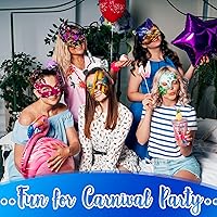 Vista 5 de Leyndo 48 máscaras de papel maché de media cara, máscara blanca para mascarada, para bricolaje, Mardi Gras, Halloween, fiesta de cosplay