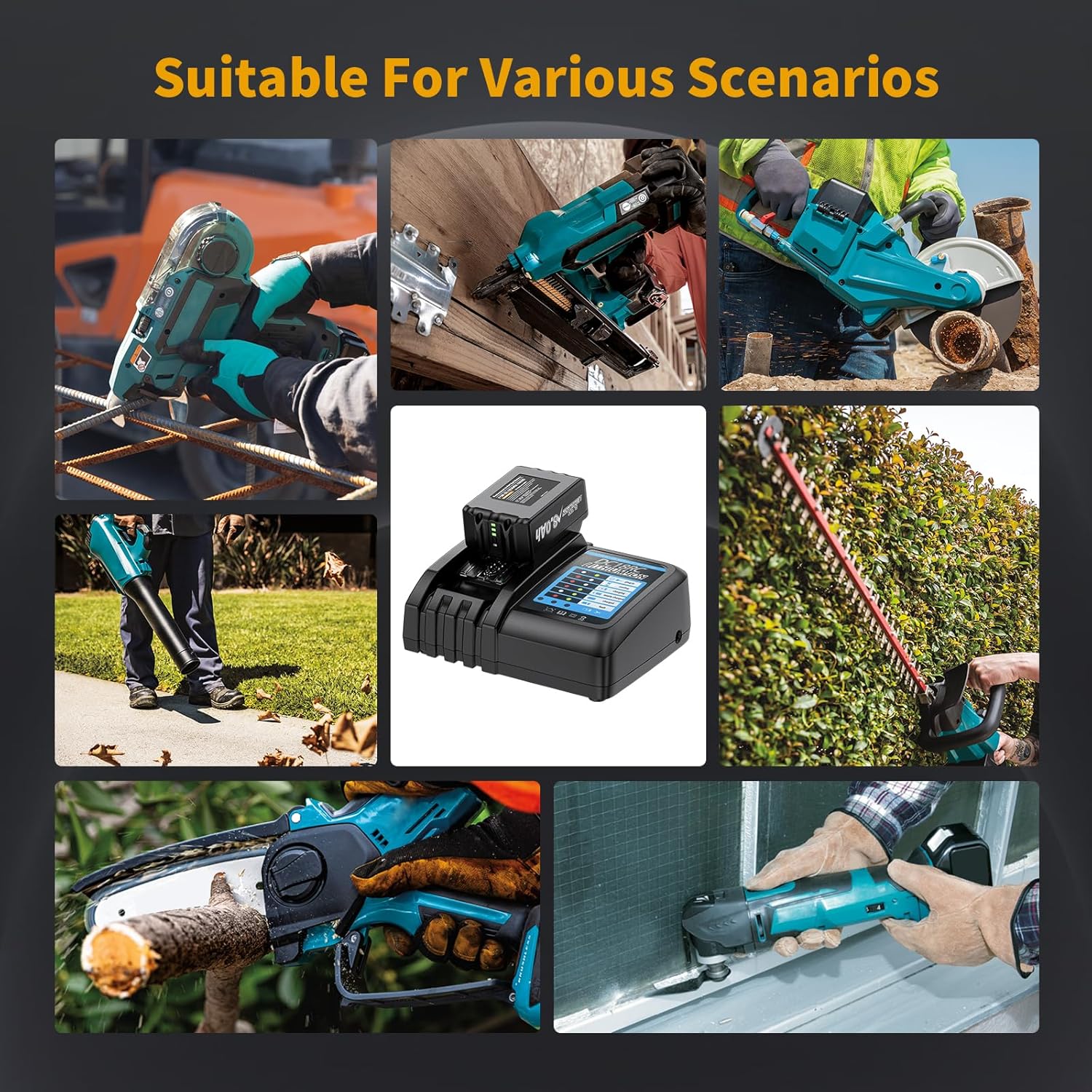 2-Pack 8.0Ah for Makita 18V Battery and Charger Compatible with Makita Battery Charger and 18 Volt BL1860B BL1850B BL1840B BL1830B BL1815B Batteries with LCD Indicator - Image 8