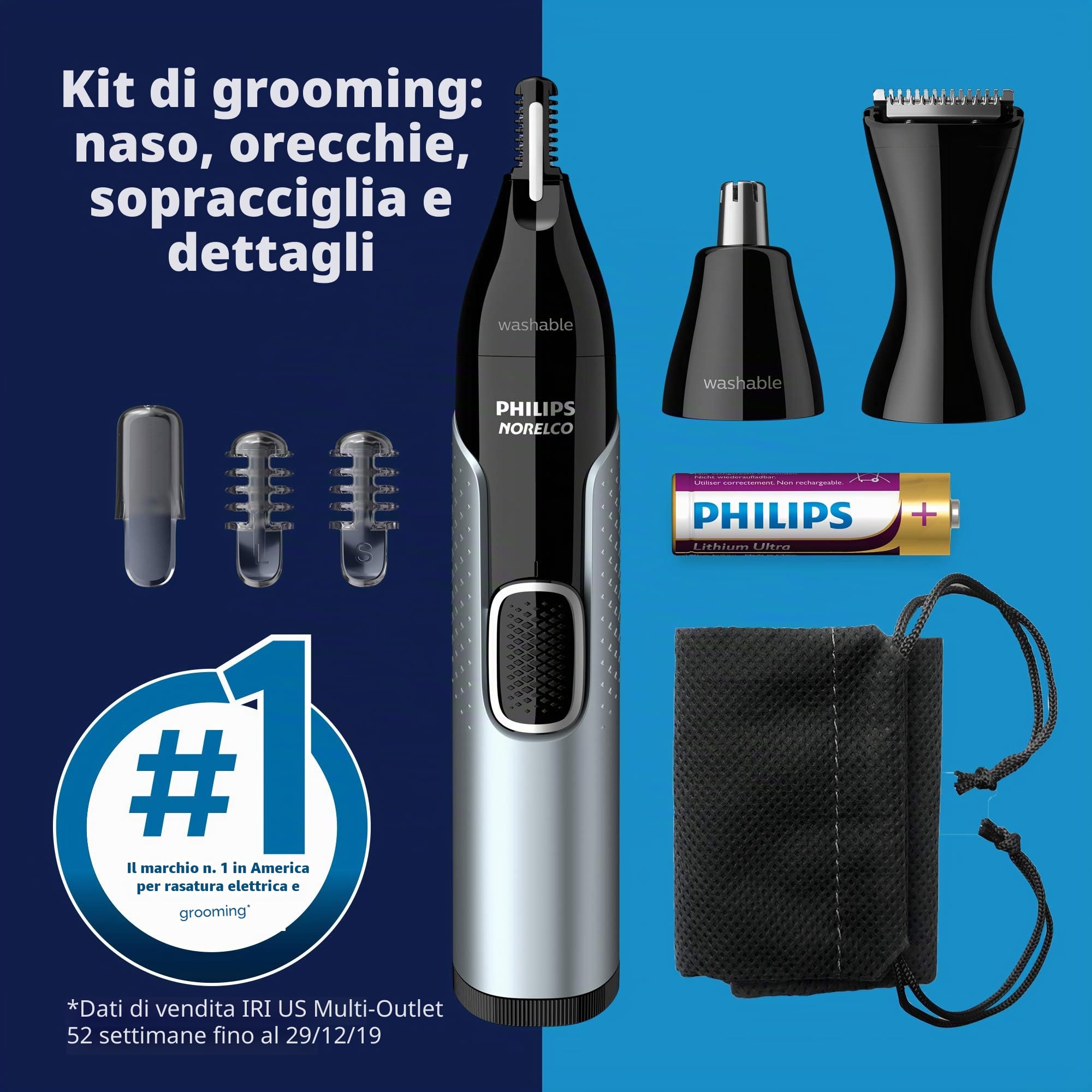 Philips Norelco Naso 5000 per naso, orecchie, sopracciglia, NT5600/62