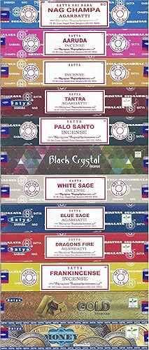 Miniatura 9 de Satya Bangalore (BNG) - Juego de 12 varillas de incienso: nag champa, namaste, súper hit, bosque de neem, prana, oud, salvia, canela, hierba limón