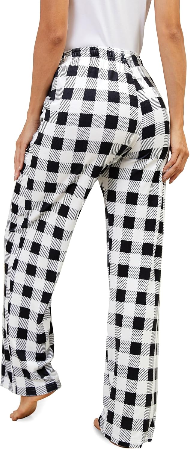 SEVEGO Tall Women's 32"/34"/36" Inseam Flannel Pajama Pants Stretch Drawstring Waist Lounge Sleep Bottoms with Pockets - Image 2