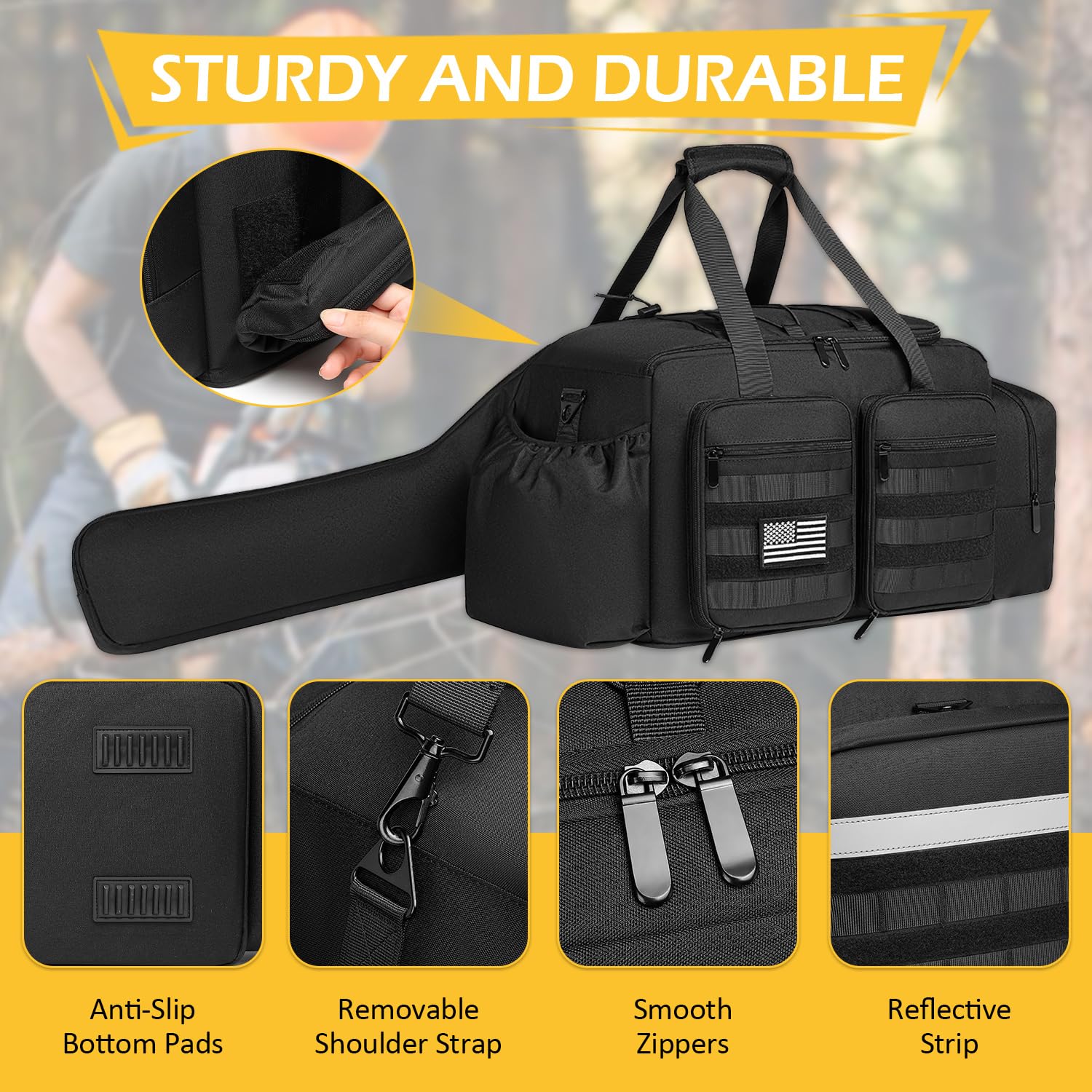 Funda de Transporte para Motosierra, Estilo táctico, Impermeable, Bolsa de Almacenamiento Compatible con Ego, Dewalt, Greenworks de 14, 16 y 18 Pulgadas, Motosierra eléctrica y Accesorios,