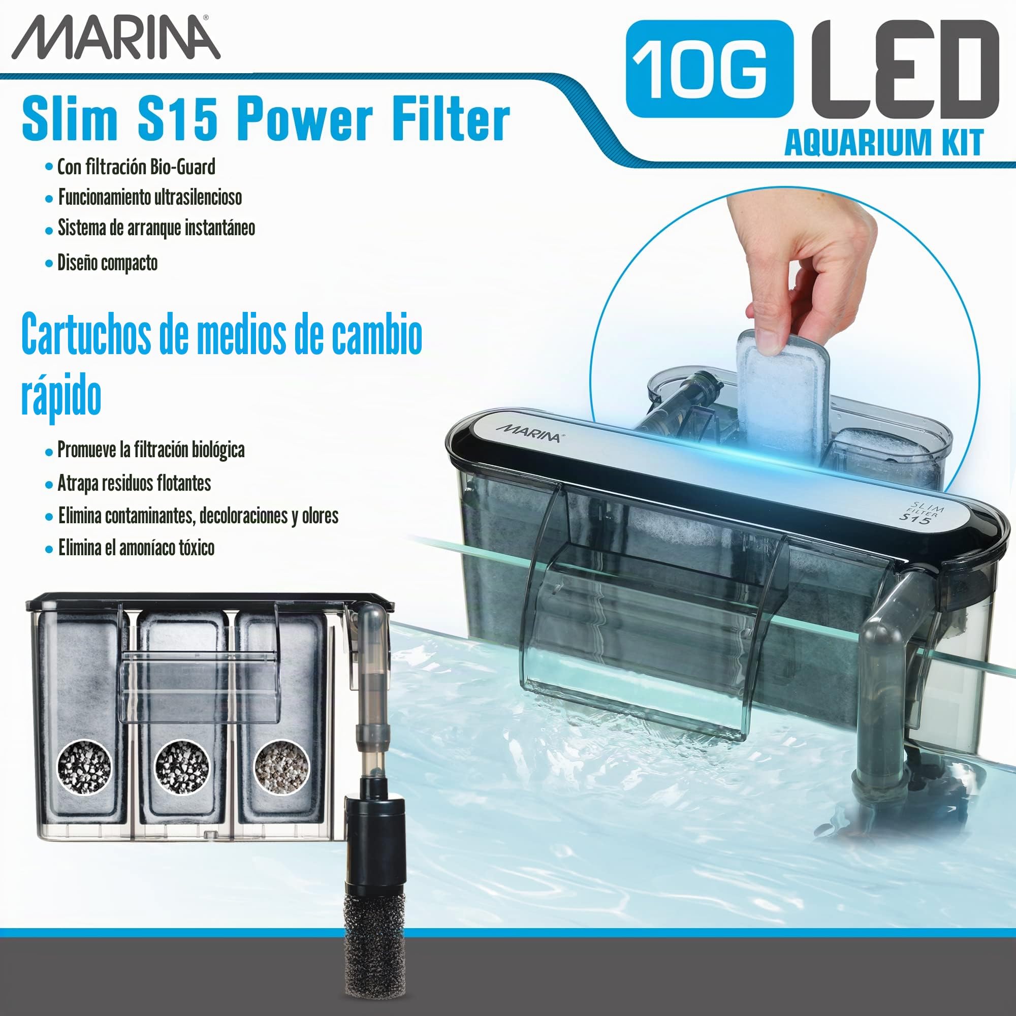 Marina 15256 - Kit de Acuario con Iluminación LED 10G, 38 L, Transparente