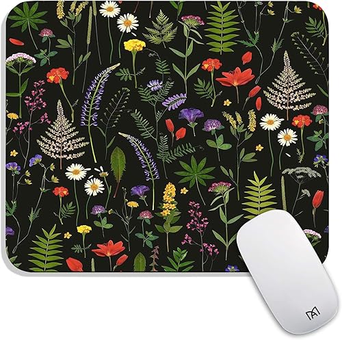 Alfombrilla de mouse cuadrada con flores, diseño personalizado de textura premium, alfombrilla de mouse lavable, tela de licra, base de goma disponible en Yaxa Mexico