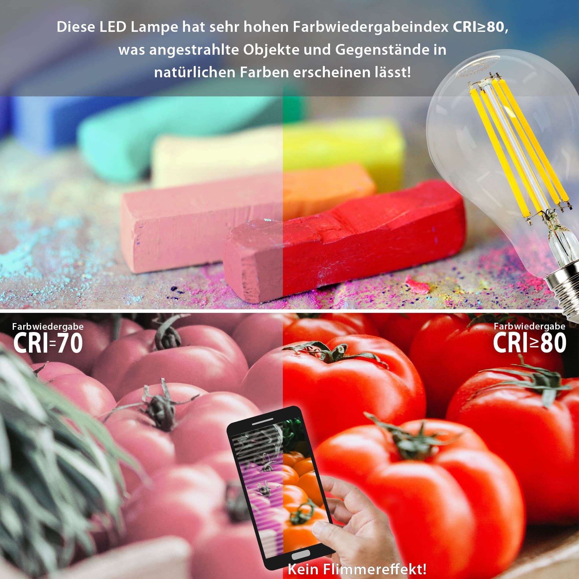 E27 LED Leuchtmittel 11W Dimmbar 230V warmweiß 3000K Form A67 Ø67mm Lampen Filament Retro 1500 Lumen DE-Händler 10er Set