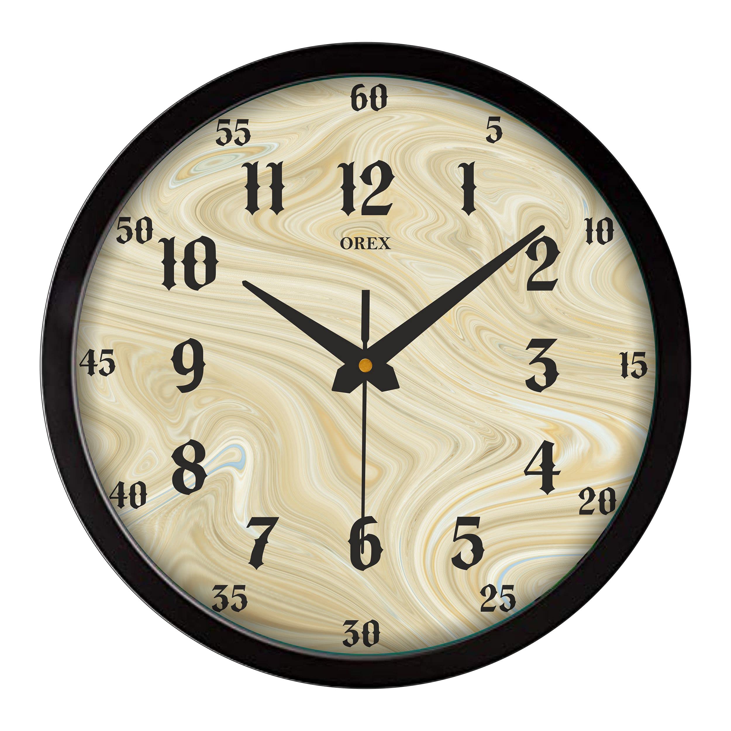 OREX 12 Inch Plastic Quartz Wall clocks for Home, Living room, Bedroom, Office, Kids Room, Shop or any other Courner of your Loving Hosue with Black Ring wall clock- 33a