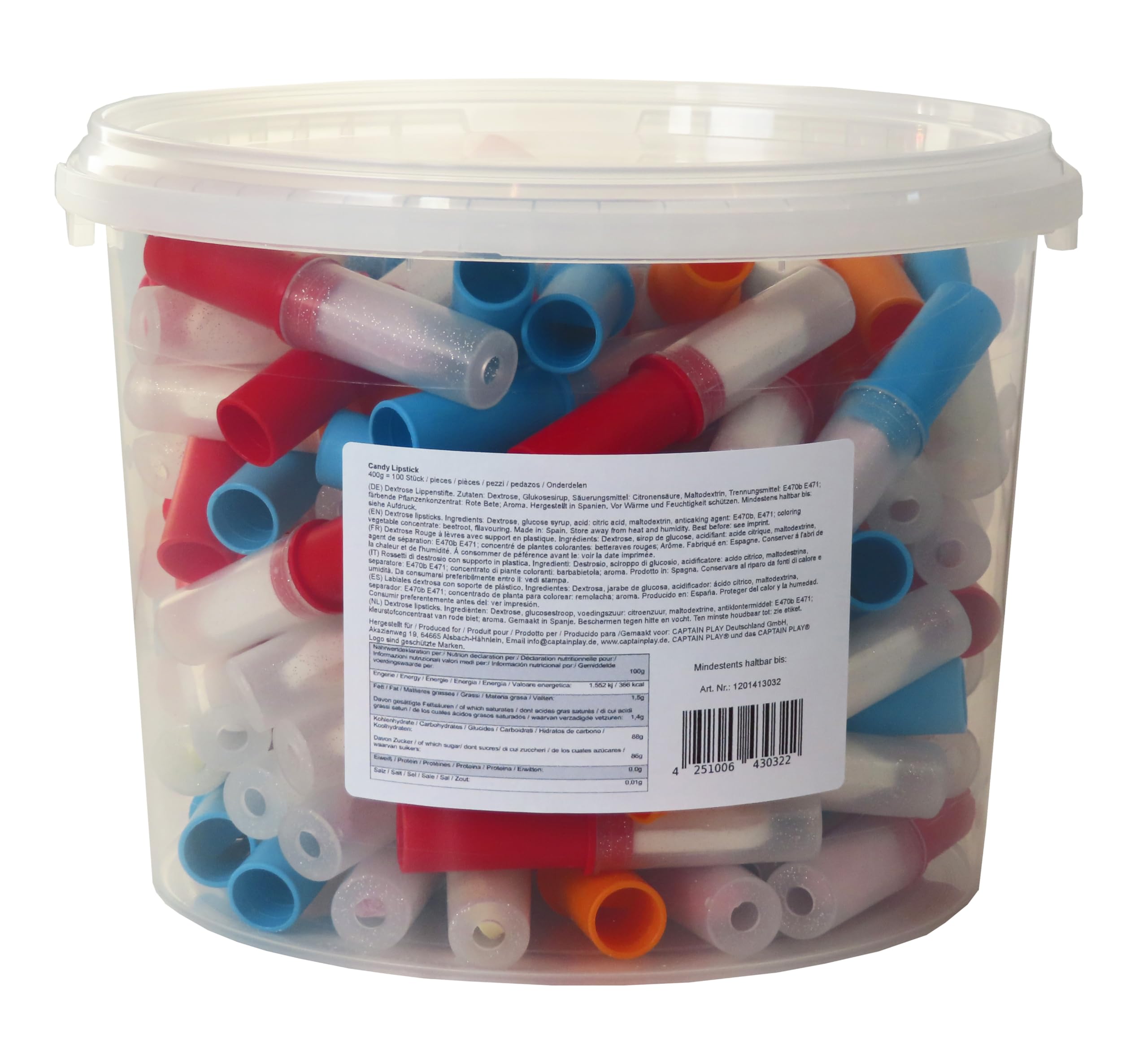 CAPTAIN PLAY Candy Lipstick - 100 piezas, Dulces Americanos, 400g