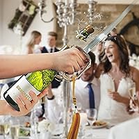 Vista 3 de Sable de champán con mango dorado y caja de regalo de madera, abridor de champán de espada pirata, cuchillo de vino espumoso, cuchillo de champán