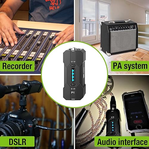 Miniatura 8 de Xvive Fuente de alimentación Phantom P1 de 48 V12 V, hasta 40 horas de uso, alimentación fantasma portátil recargable para micrófonos de