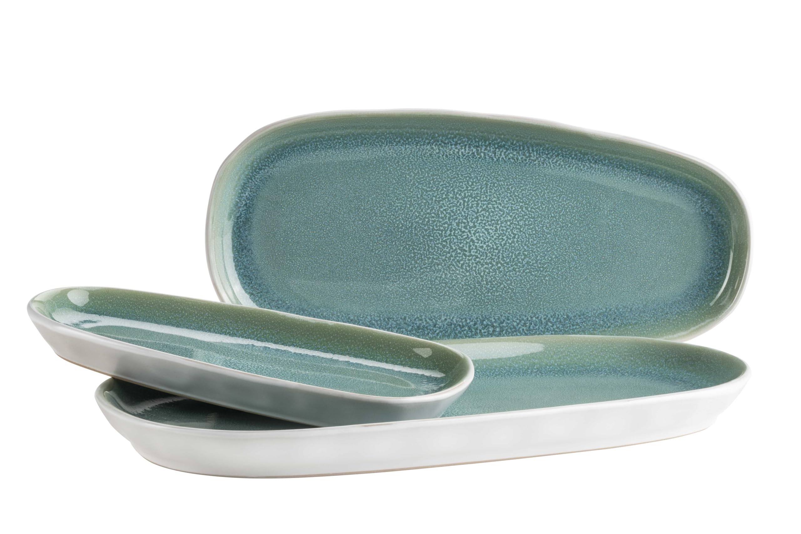 MÄSER Elea Series 3-Piece Vintage Look Plate Set, Turquoise, Stoneware