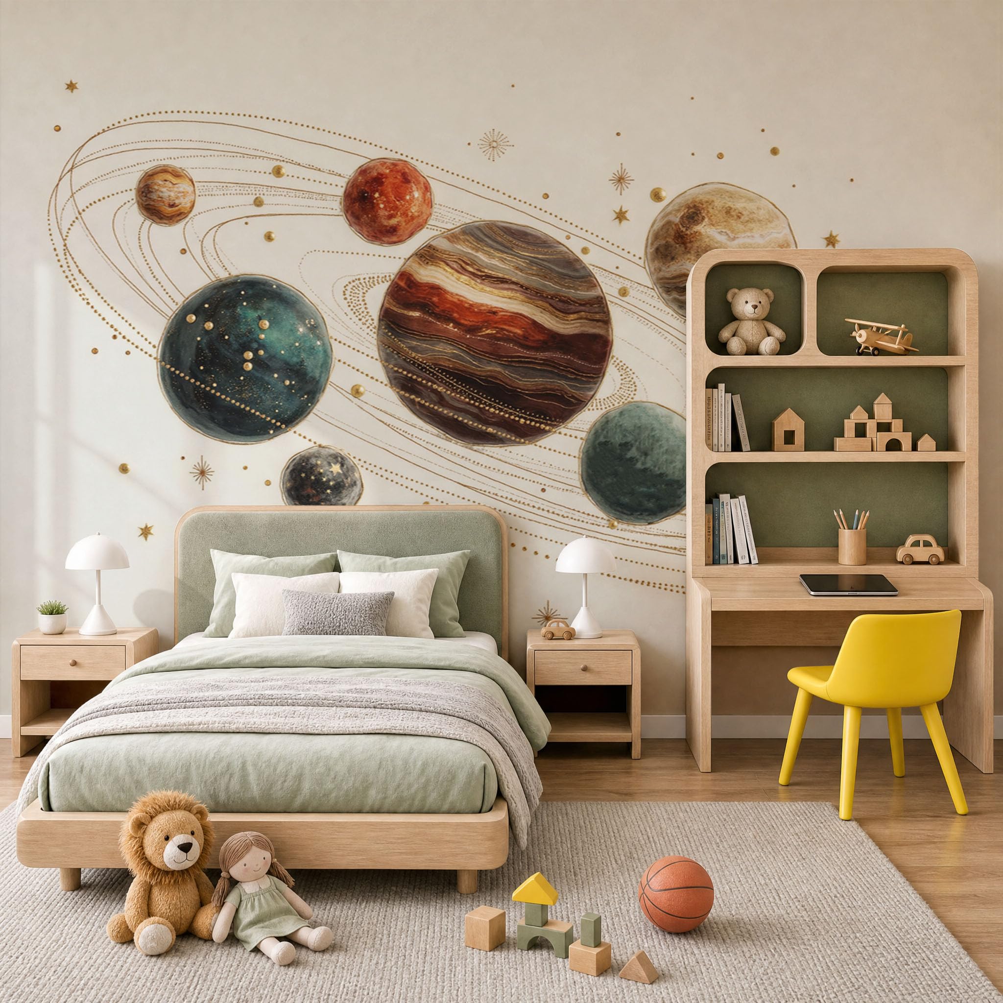 Papier peint panoramique orbites des huit planètes déco murale