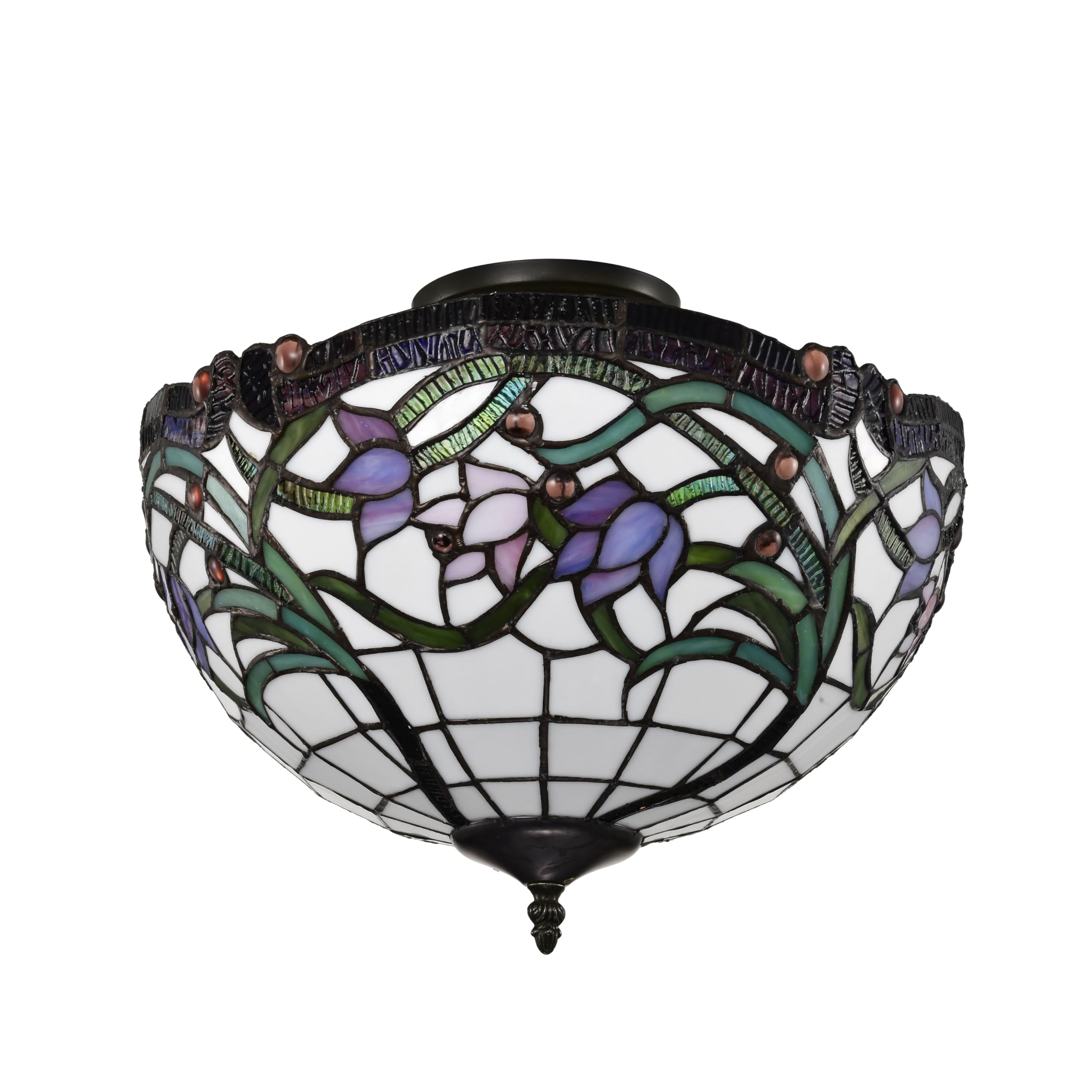 BELOFAY Wild Vine Jewel Pendant Ceiling Light Shade, Tiffany Ceiling Light Stained Glass Handmade Uplighter Shade Ceiling Lights for Living Room and Lounge | 16x11 inches (WxH)