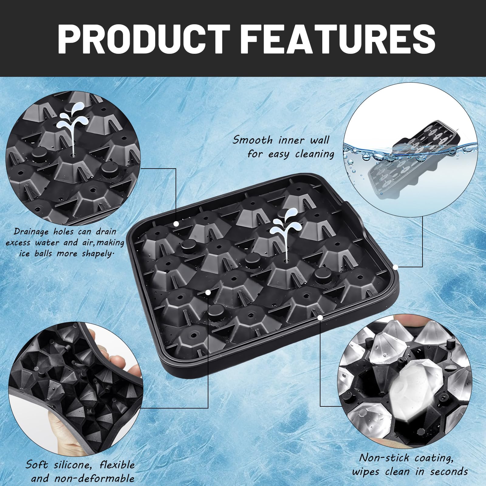 Bac à Glaçons En Forme De Rose De 5,1 Cm Avec Couvercles, 3