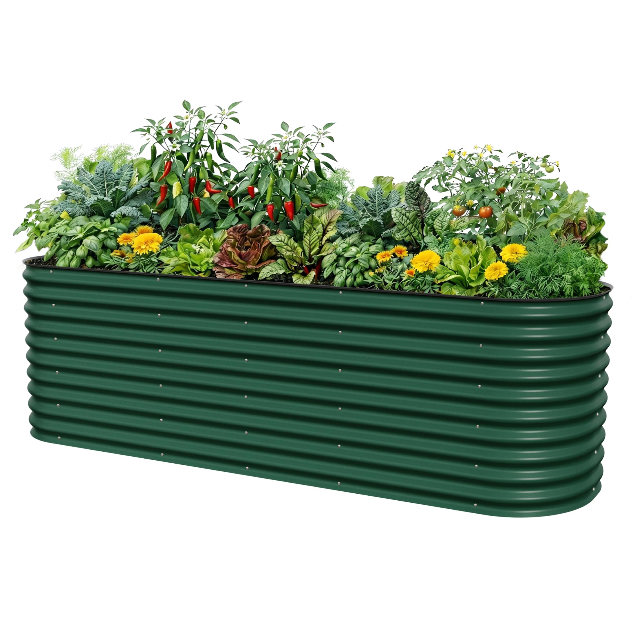 32" Extra Tall Raised Garden Bed Kits, 4 x 8 x 2.7ft Raised Planter Box Outdoor, 2.5 x 9.5 x 2.7ft Deep Root 10 in 1 Modular Metal Raised Beds for Gardening Vegetables Flowers Fruits - British Green