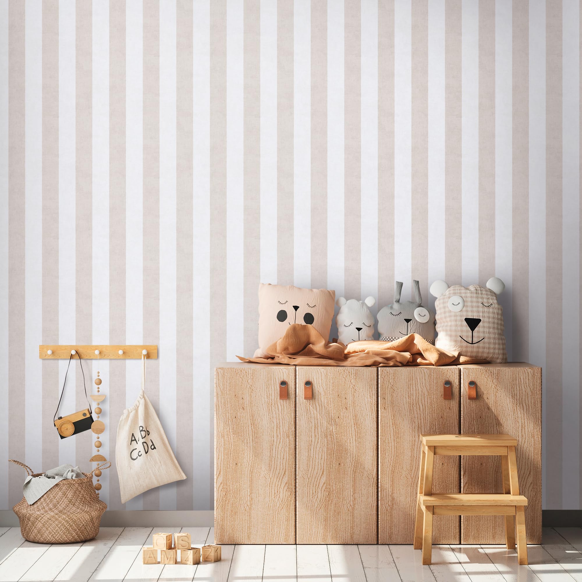 A.S. Création carta de parati TNT con motivo a righe in beige, crema – carta de parati decorativo 10,05 x 0,53 m – 770781