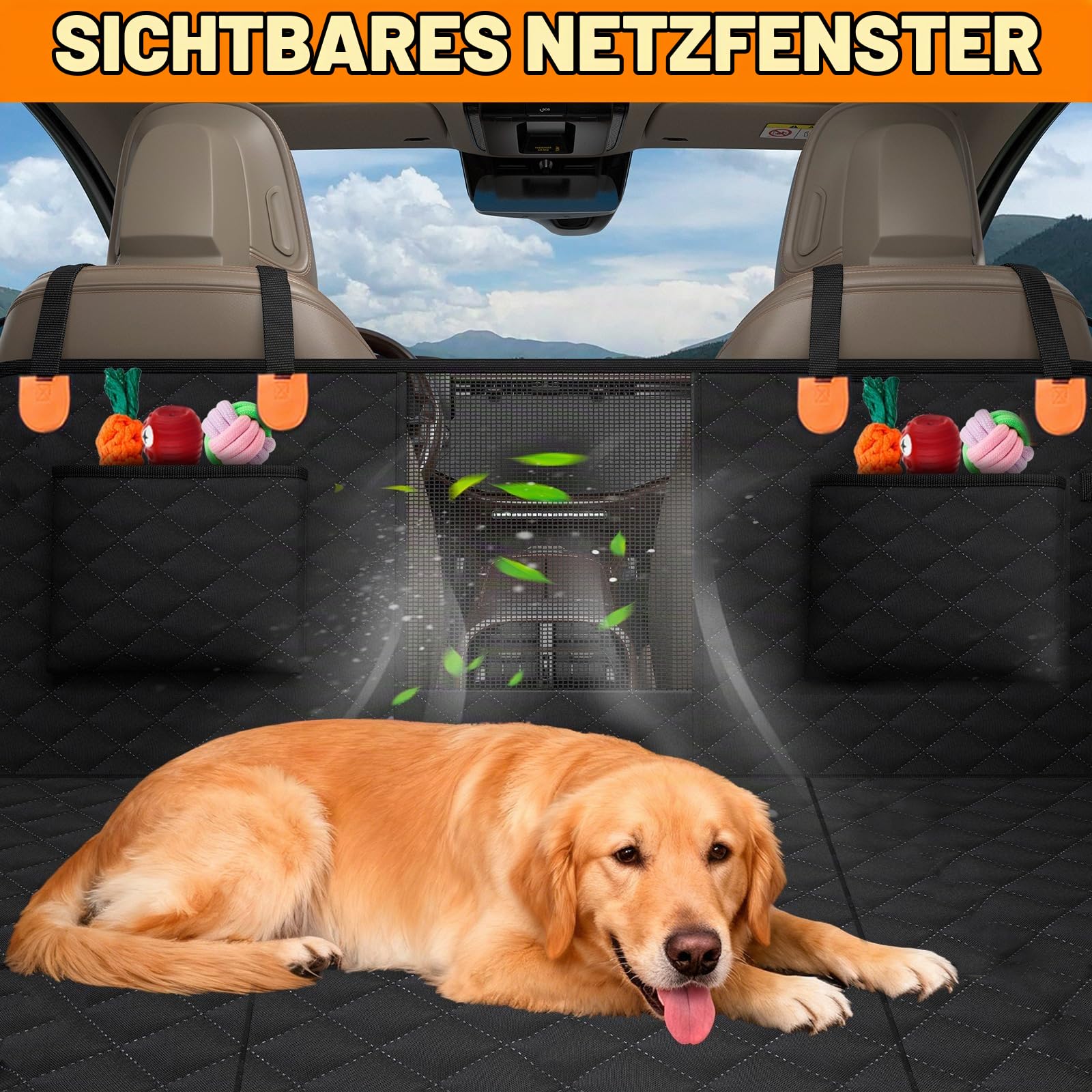 Hundedecke Auto Rückbank[135x60cm], Rückbankschutz Hund mit Harter Unterseit (300 Pfund Traglast), Wasserdicht, Kratzfest, Rücksitzschutz für SUV & Familienauto, Waschbar