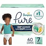 Pampers Baby Diapers - Pure Protection - Size 7, 60 Count, for up to 100% Leakproof, Premium Plant-based Skin Protection
