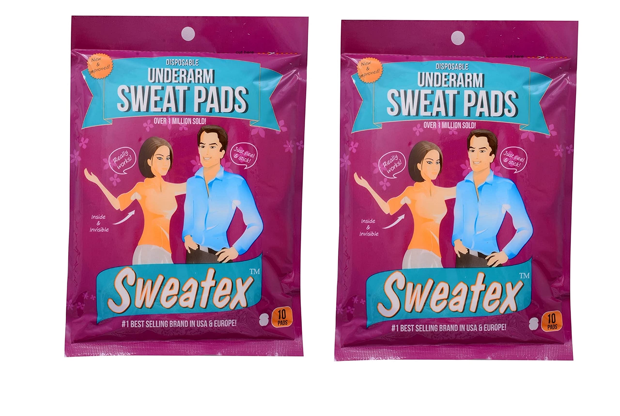 Disposable Underarm Pads Armpit Sweat Pads Perspiration Pads Shield Absorbing Anti Perspiration (Combo of 2 Packs Contains 20 Pads) SWEATEX