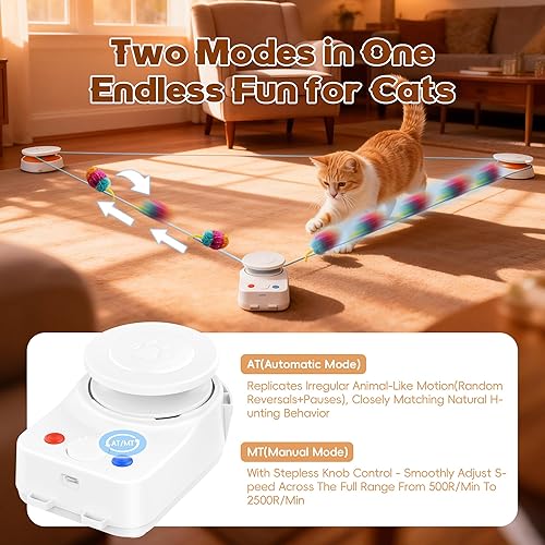 Miniatura 5 de Juguete interactivo para gatos de interior – Juguete de movimiento automático y enriquecimiento para gatos de interior/gatito, cinta de correr para