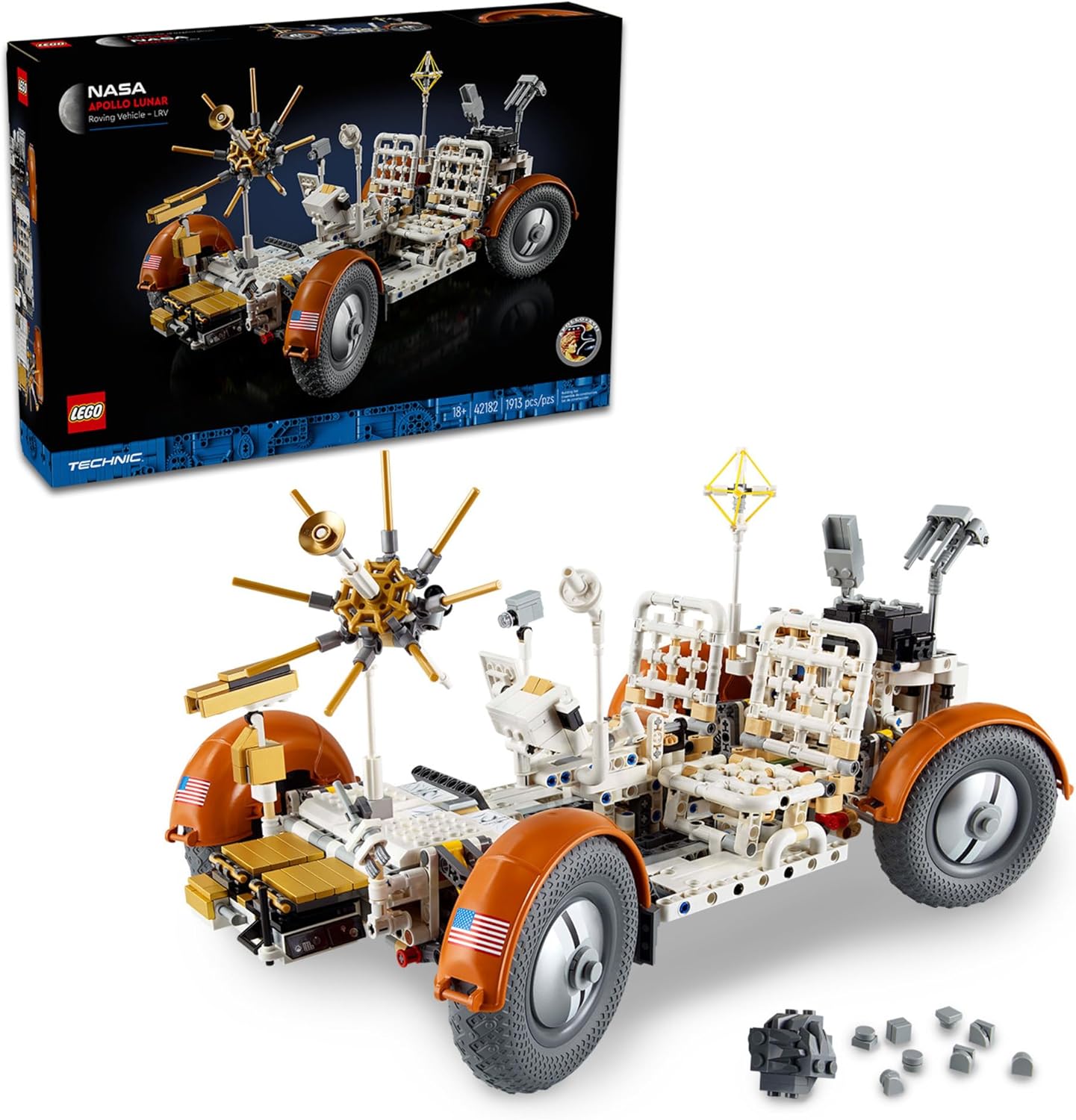 LEGO Technic NASA Apollo Lunar Roving Vehicle LRV, Space Rover NASA Model for Adults, Buildable Space Set with Authentic Details, Collectible Outer Space Gift for Science Fans, 42182