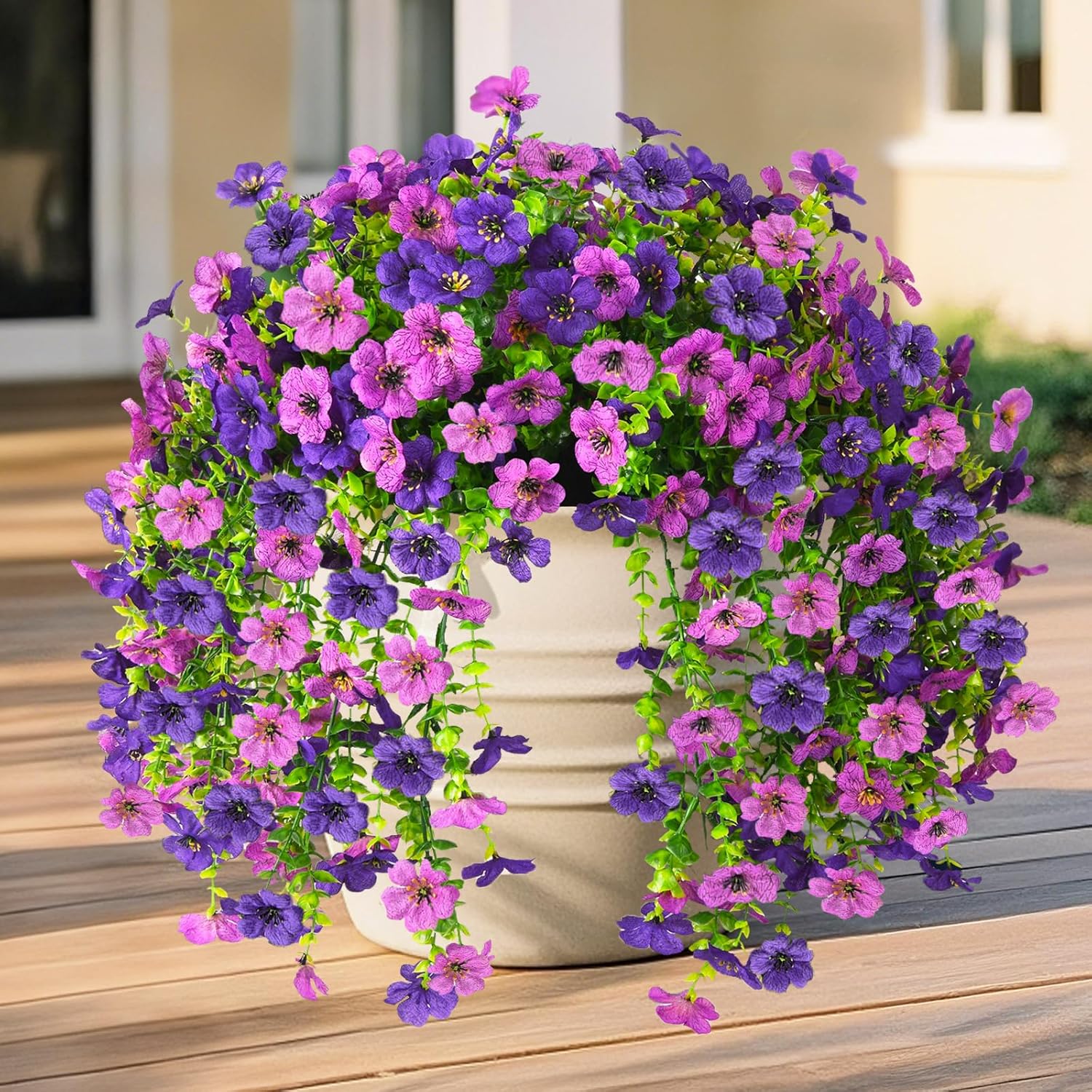 INQCMY 2Pcs Artificial Fake Hanging Flowers for Outdoors UV Resistant Artificial Plants for Spring Summer Decor Look Real Faux Flowers for Outside Home Planter Porch Patio Decor - Image 8