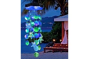 Toodour Solar Wind Chimes for Outside with 6 Hummingbird Shells