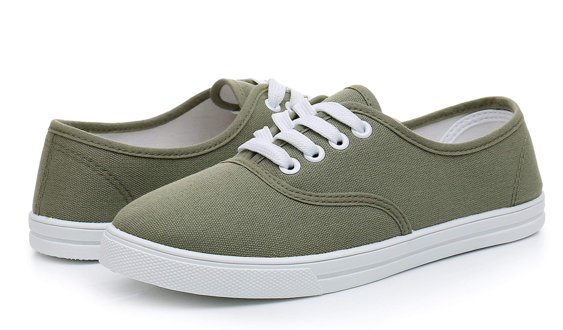 VenusCelia Tenis de lona arcoíris para mujer con cordones, verde (Oliva/pétalos de pincel.), 35.5 EU