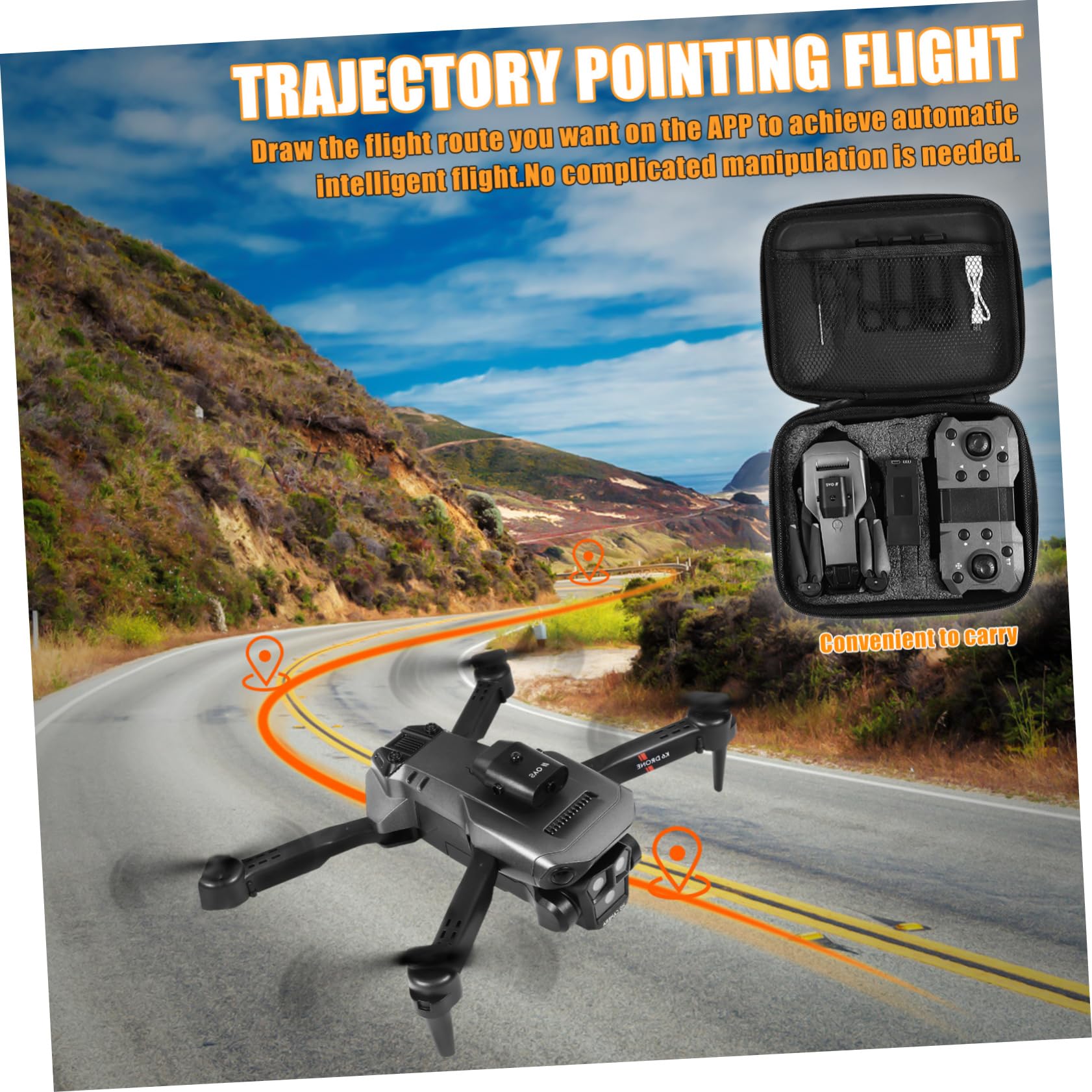 Drone Pieghevole Max con Tripla Camera HD e Doppia Batteria