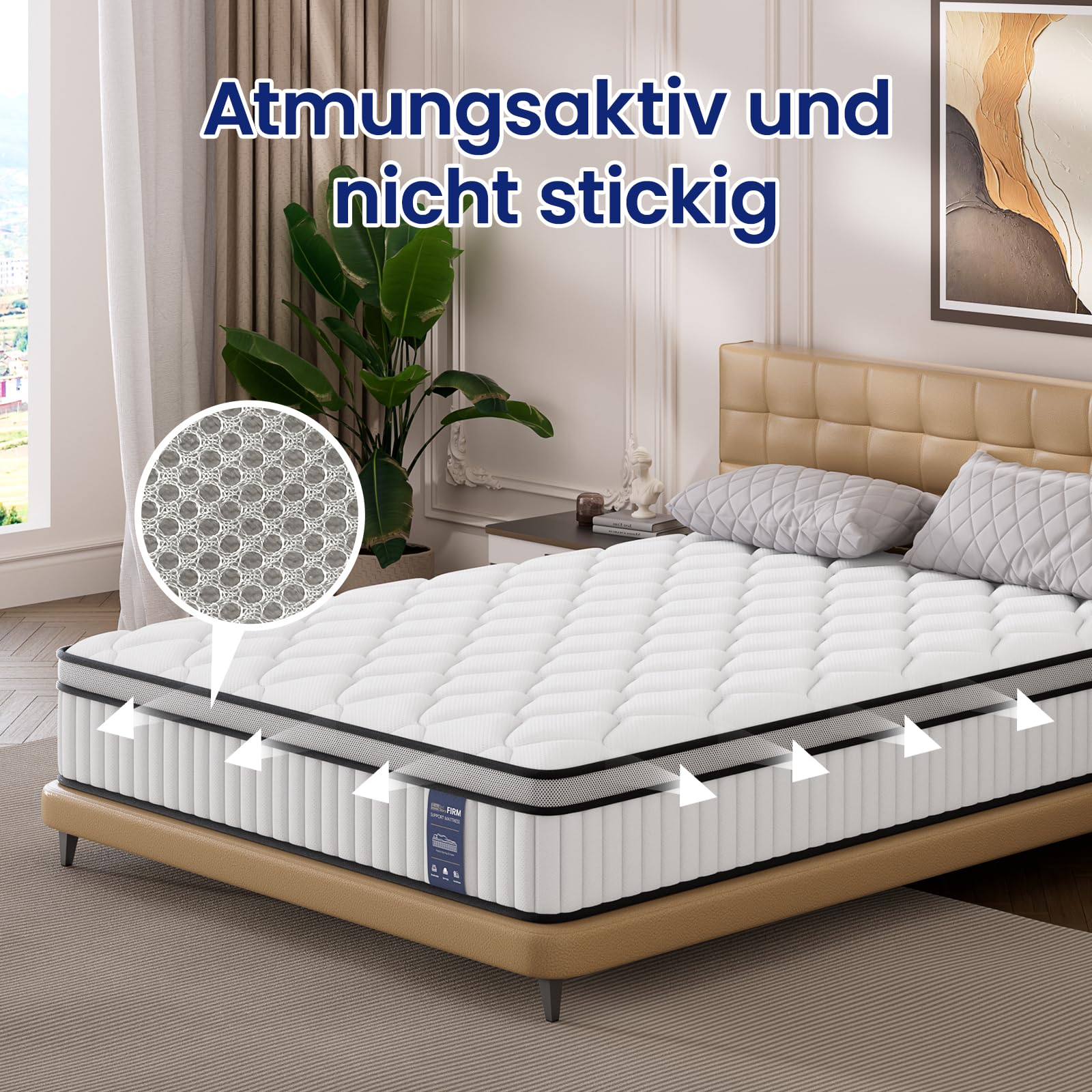 BedStory Matratze 90x200cm,Taschenfederkernmatratze Höhe 26cm,Orthopädische Matratze mit Komfortschaum H3&H4 Härtegrad,Federkernmatratze für Erwachsene Öko-Tex Zertifiziert & CertiPUR Zertifiziert