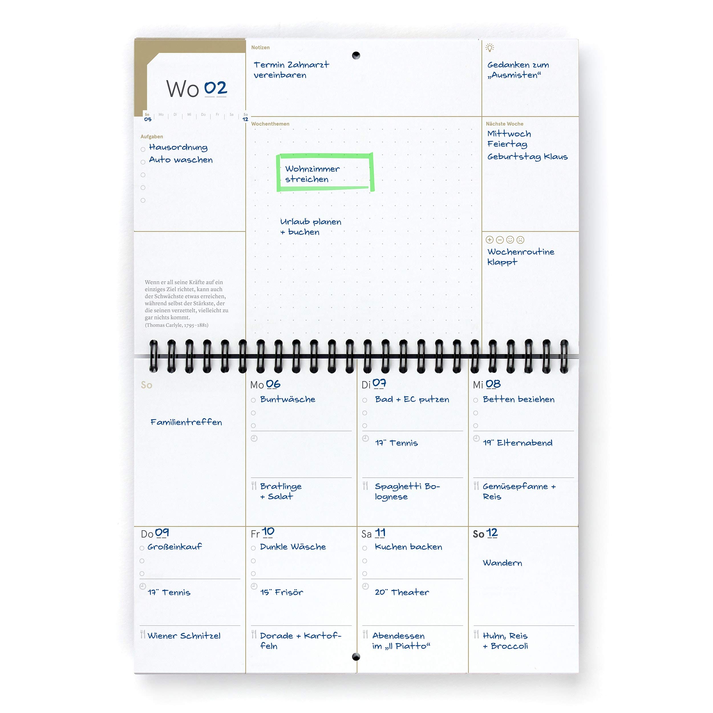 weekview Familienplaner A5 | Undatiert | Menüplanung, Einkauf, Finanzen & Haushaltsorganisation für Familien & WGs