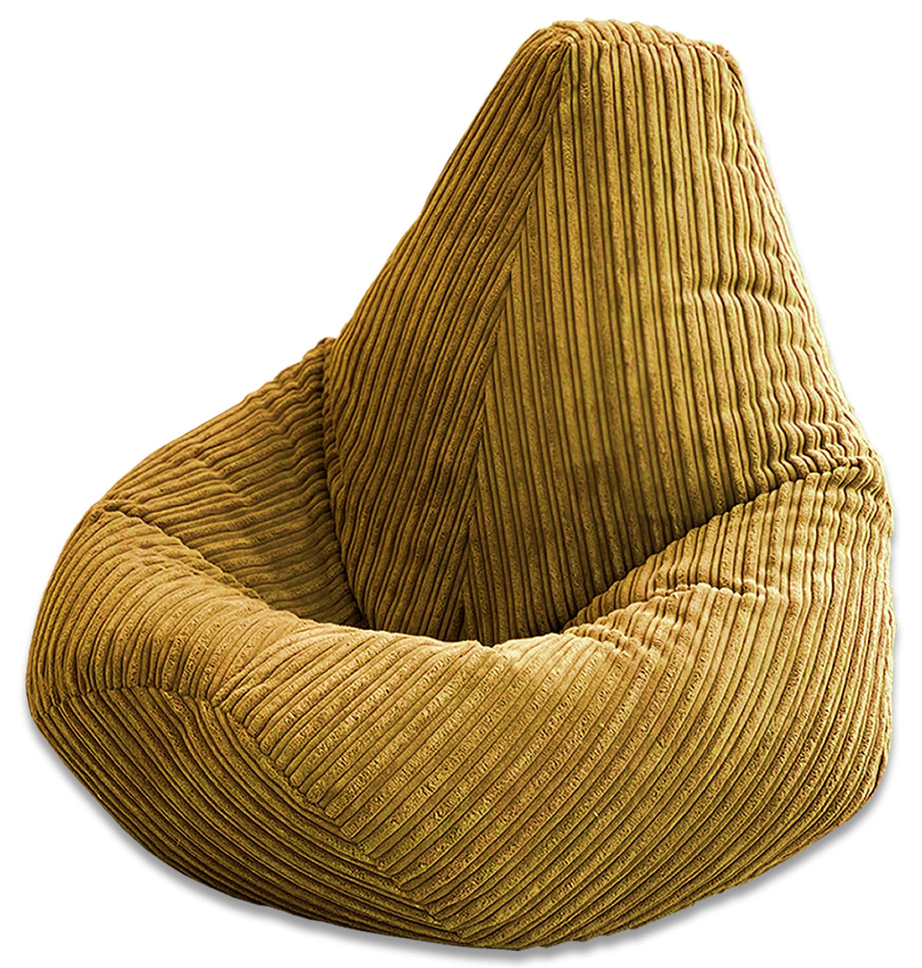 Beautiful Beanbags - XL Jumbo Cord Highback Bean Bag Chair - Mustard