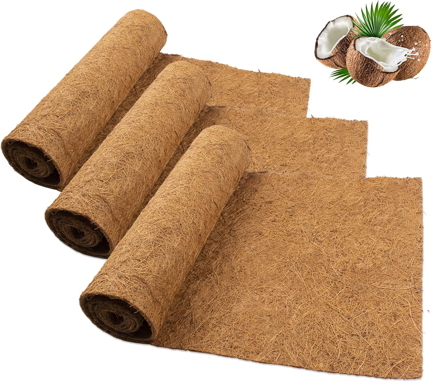 Fengaim 3 Rolls Coconut Planter Liners, Coco Hanging Basket Liner Coconut Growing Mat Garden