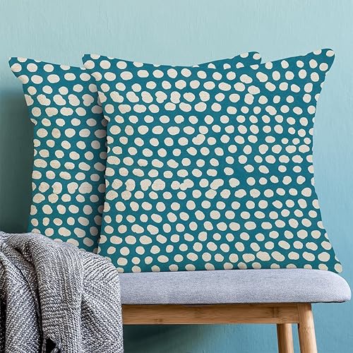 Miniatura 2 de CXMEIFLY Juego de 2 fundas de almohada de otoño de 18 x 18 pulgadas, con lunares naranjas, para decoración de exteriores, para sofá, moderno diseño