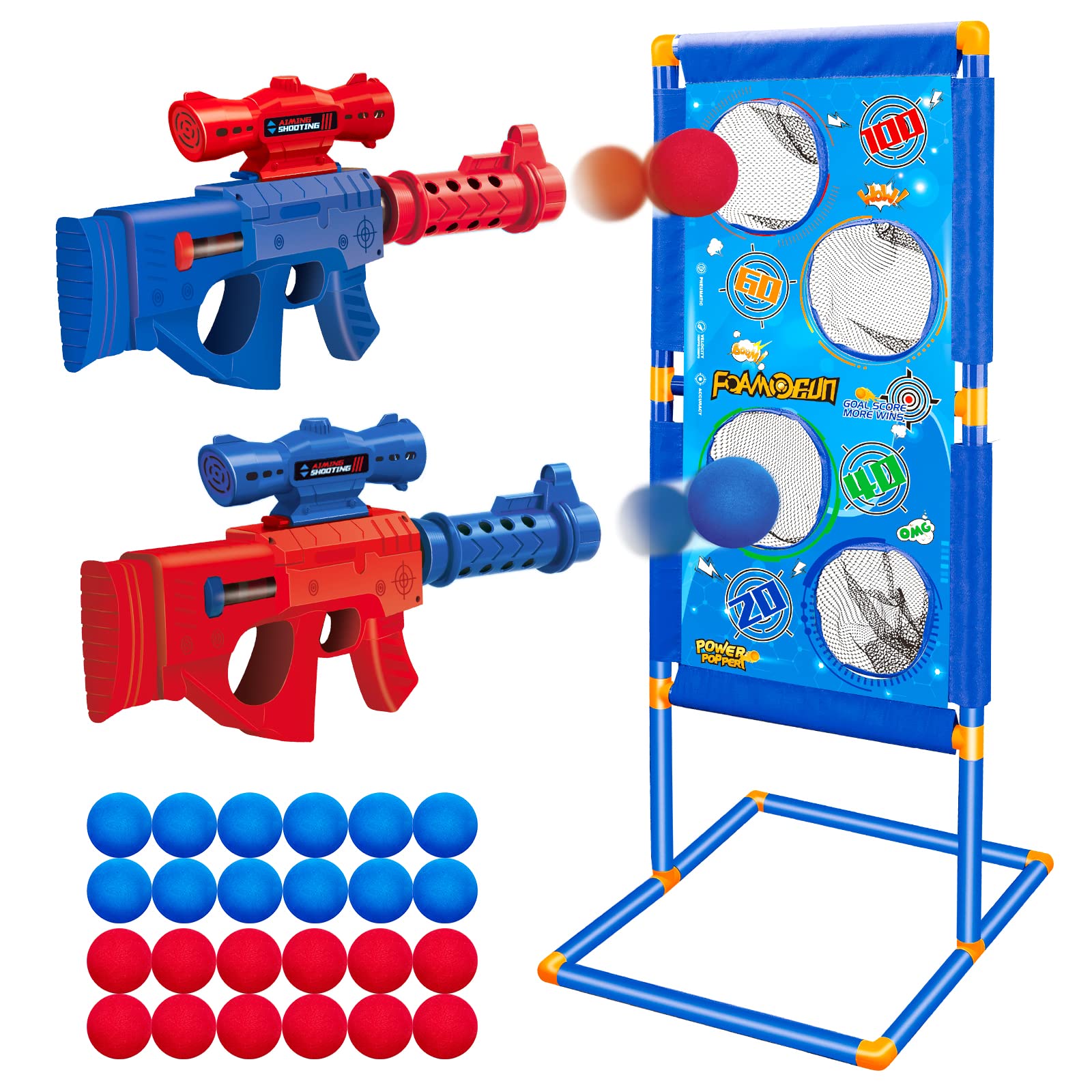 Buy HIDMED Outdoor Shooting Games 2 Popper Guns,Scoring Target,24 Foam Balls Garden Gift for