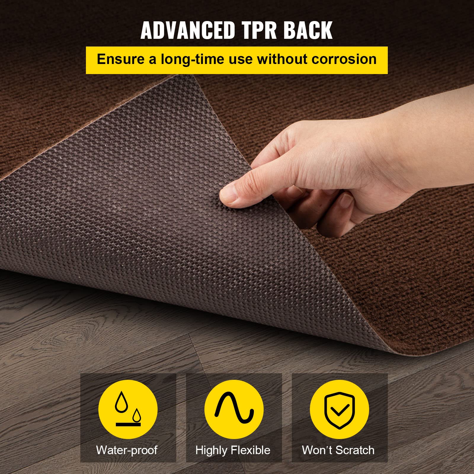 VEVOR 6 X 18 Ft Marine Boat Carpet – Waterproof Light Brown, Non-Slide Rubber Backing, Cuttable Polyester Fiber For Boats, Patios, Decks & Indoor Use