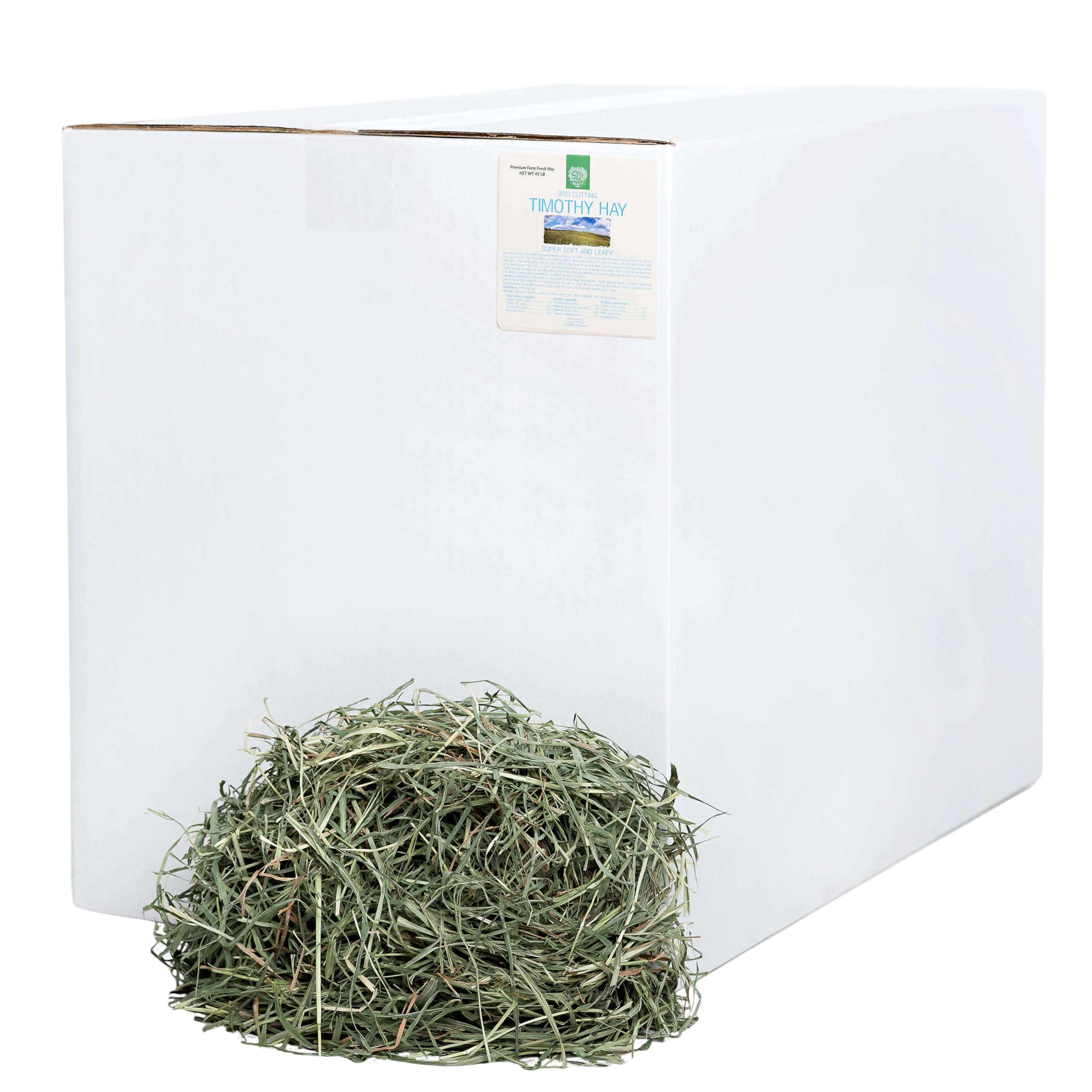 Small Pet Select 3rd Cutting Super Soft Timothy Hay Pet Food for Picky Eaters, Rabbits, Guinea Pigs, and Other Small Animals, Easy to Store Box, 40 LB (18kg)