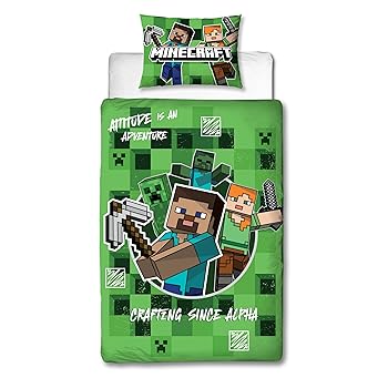 Character World Minecraft Block Check Official Single Duvet Cover